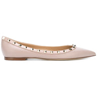 Valentino Garavani Rockstud Leather Ballet Flats Powder