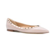 Valentino Garavani Rockstud Leather Ballet Flats Powder