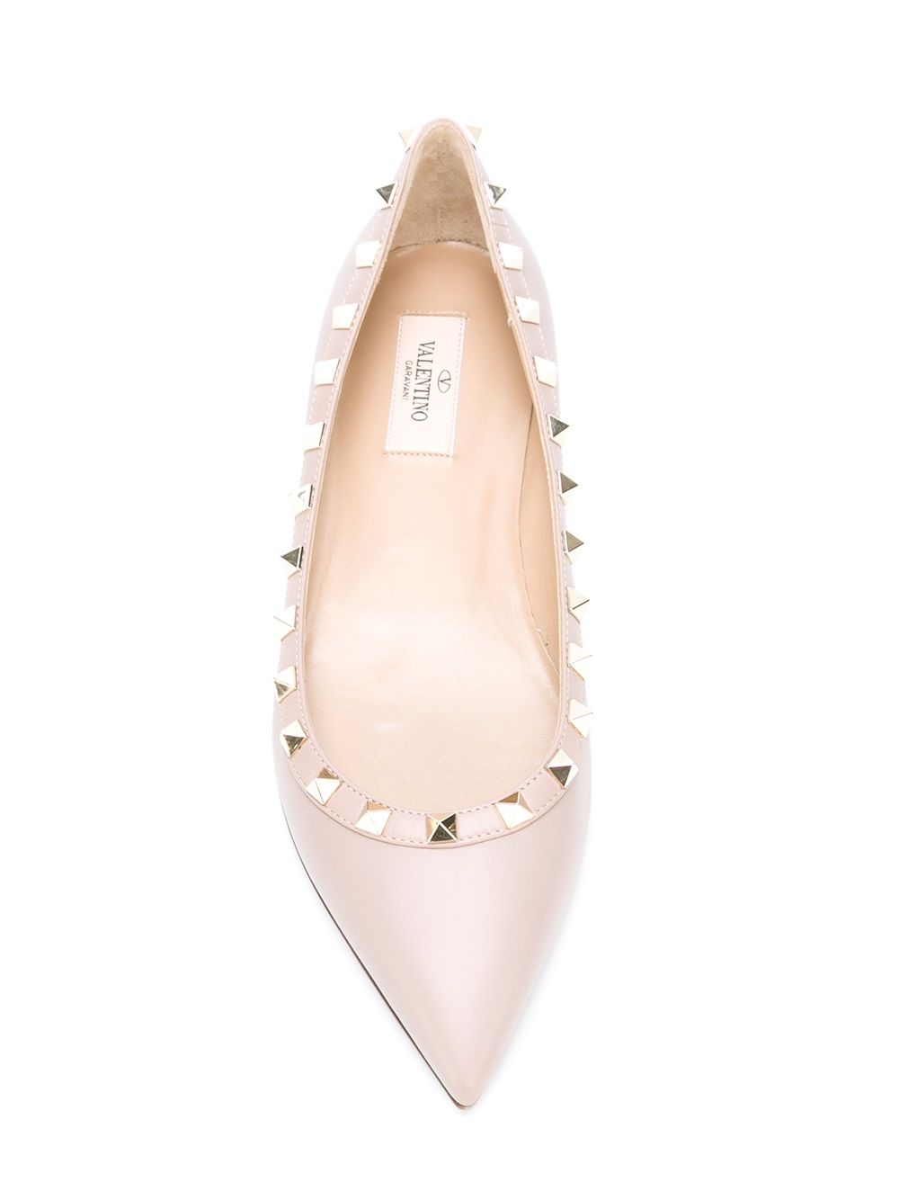 Valentino Garavani Rockstud Leather Ballet Flats Powder