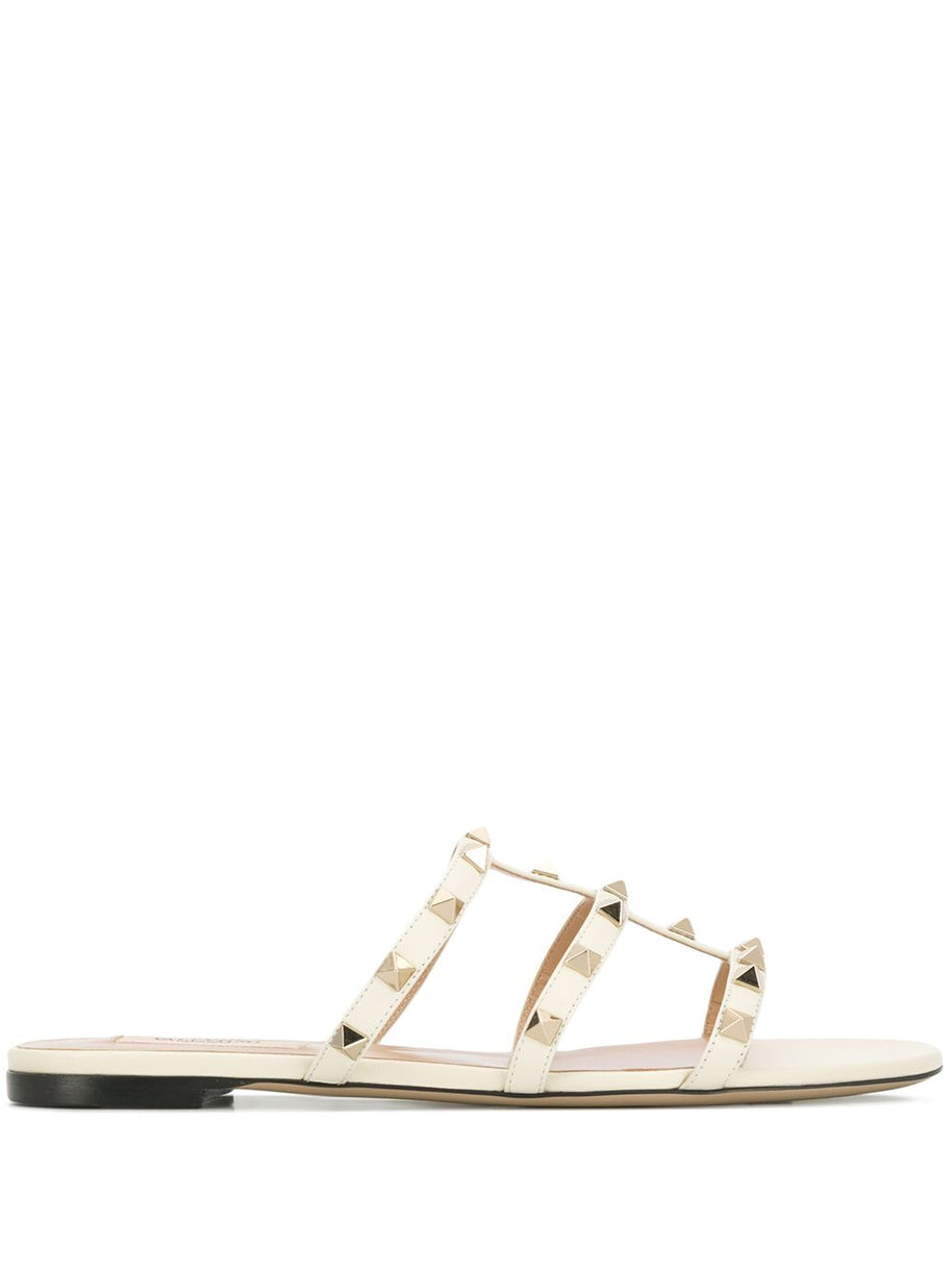 Valentino Garavani Rockstud Leather Sandals Ivory