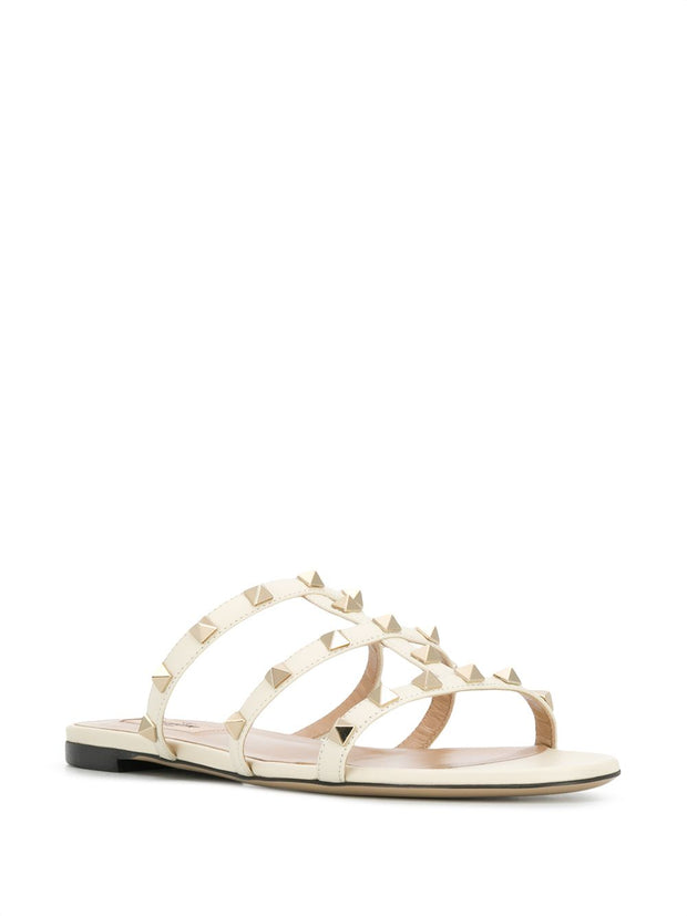 Valentino Garavani Rockstud Leather Sandals Ivory