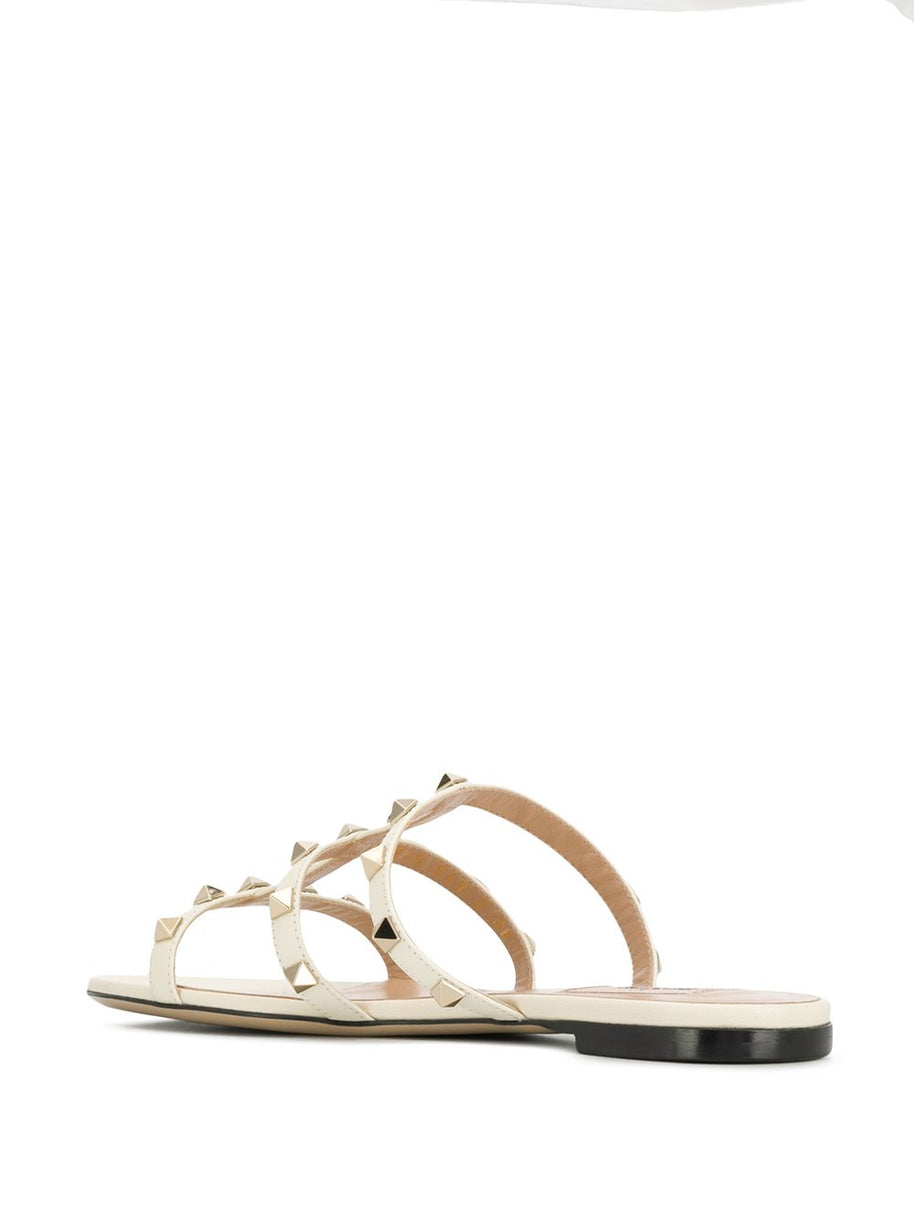 Valentino Garavani Rockstud Leather Sandals Ivory