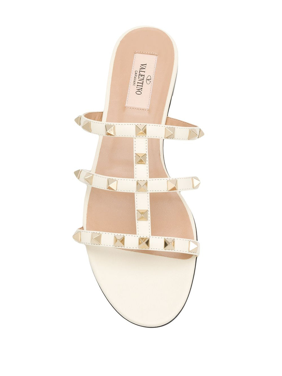Valentino Garavani Rockstud Leather Sandals Ivory