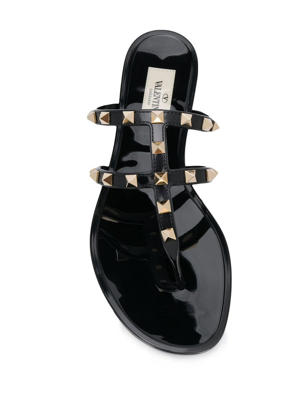 Valentino Garavani Summer Rockstud Thong Sandals Black
