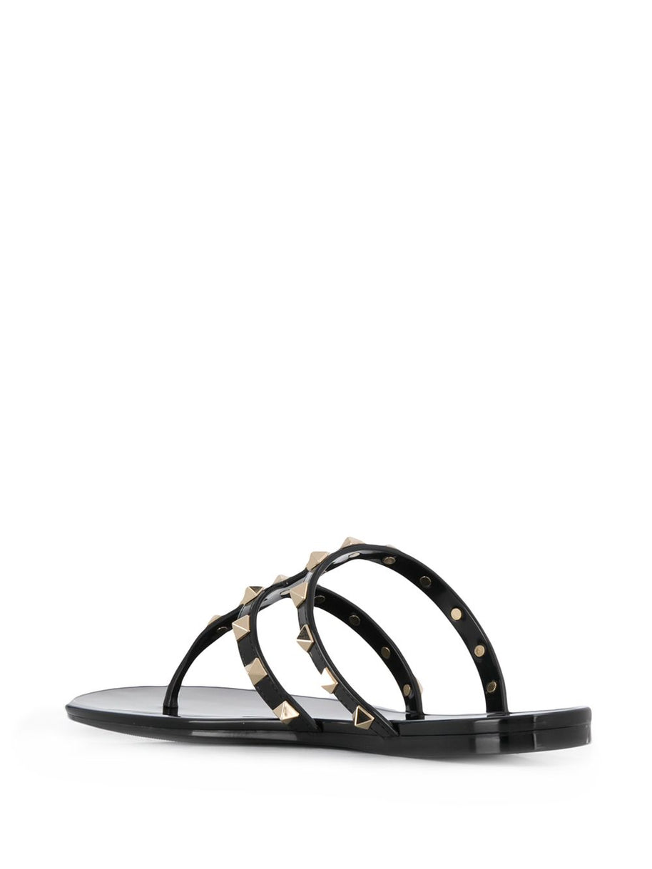 Valentino Garavani Summer Rockstud Thong Sandals Black