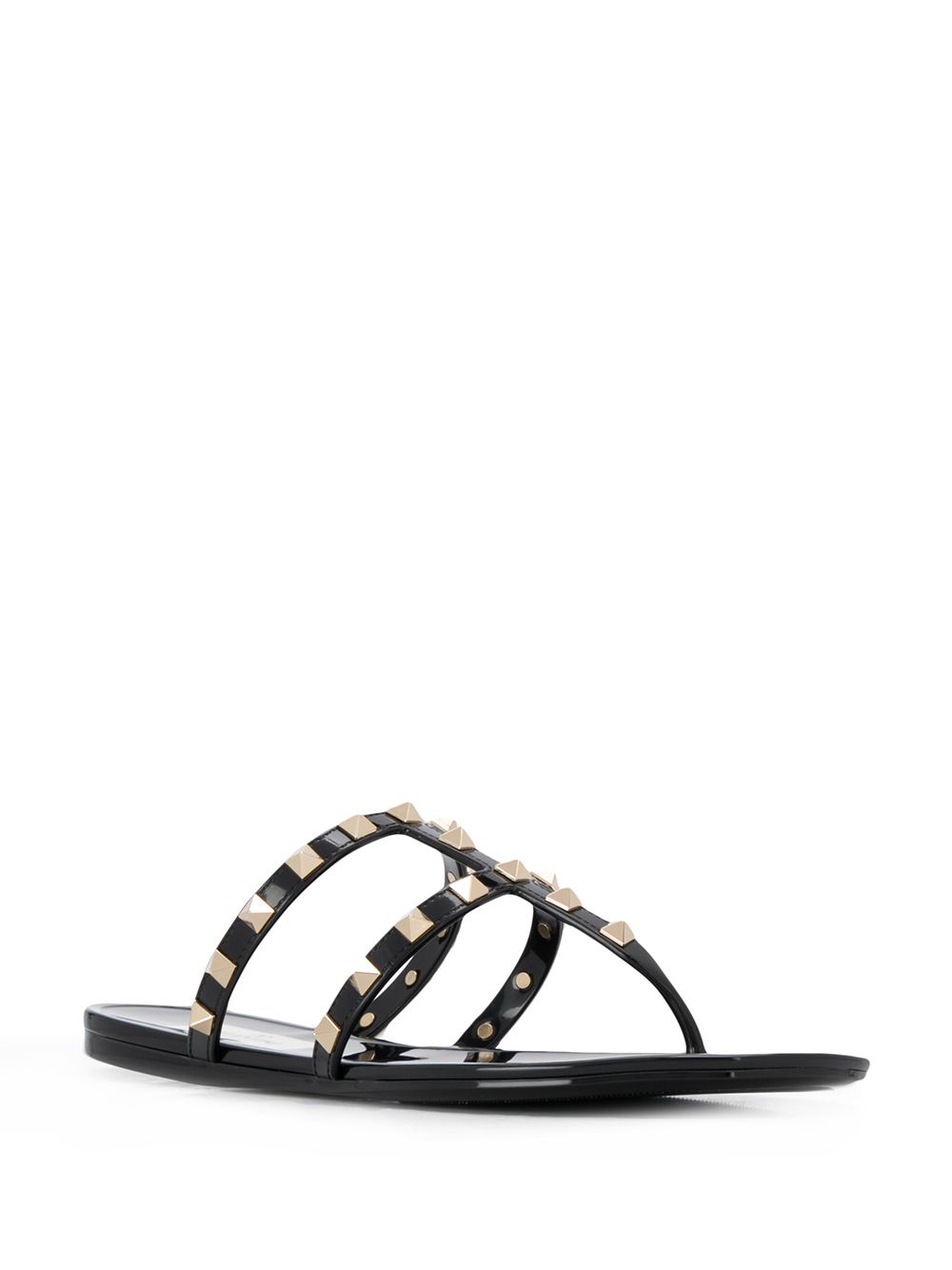 Valentino Garavani Summer Rockstud Thong Sandals Black