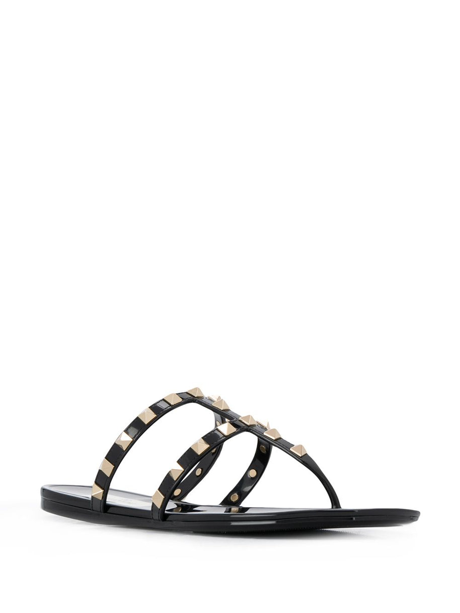 Valentino Garavani Summer Rockstud Thong Sandals Black