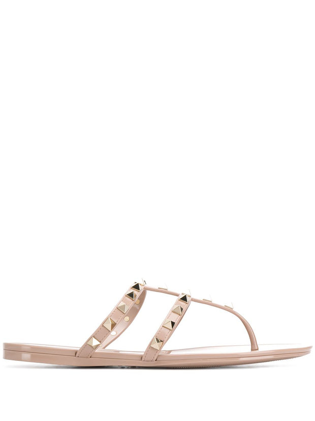 Valentino Garavani Summer Rockstud Thong Sandals Powder