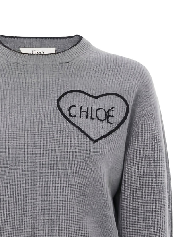 Chloé Cashmere Crewneck Sweater Grey