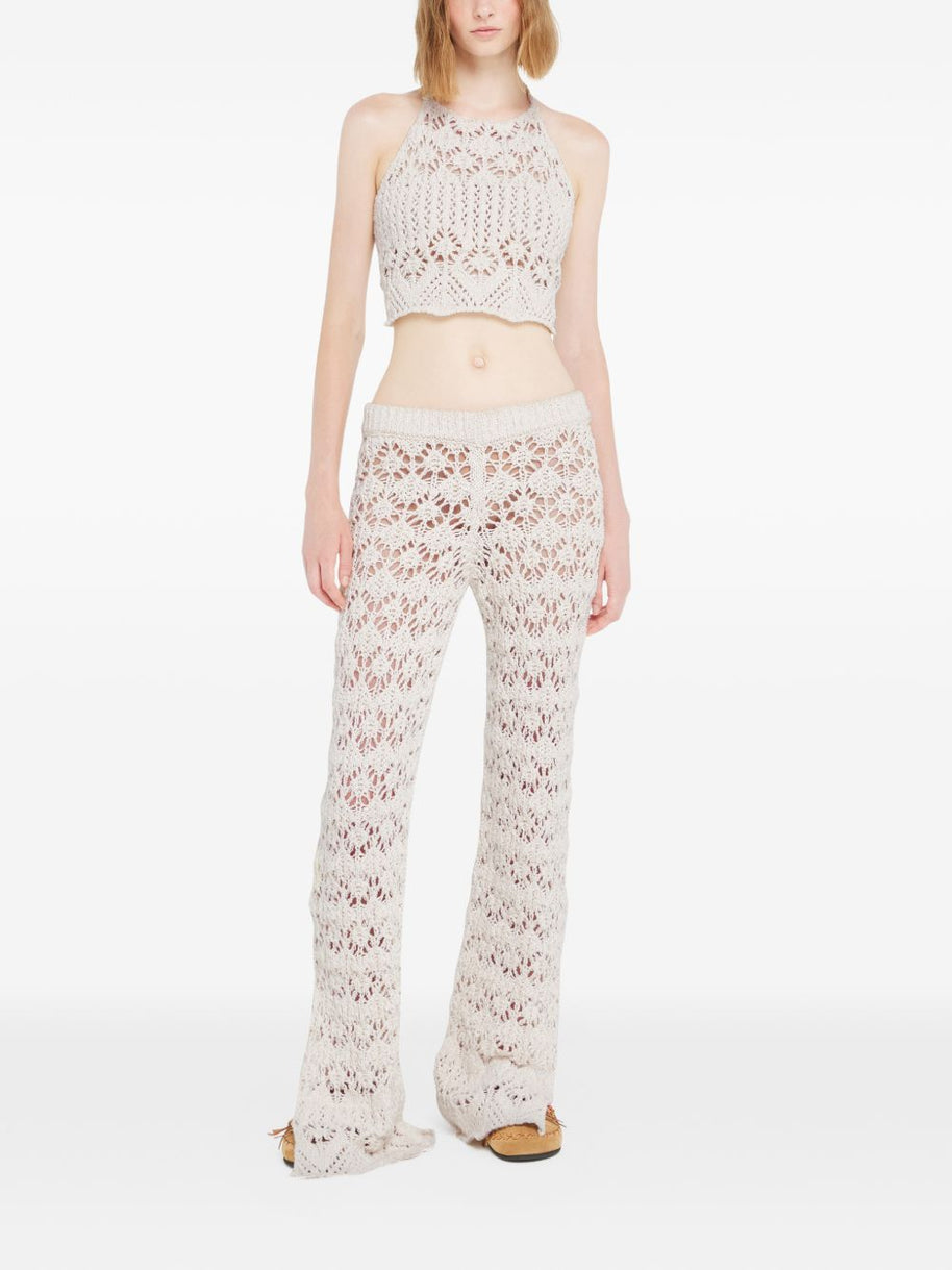 Alanui Lagoon Romance Cotton Trousers Cream