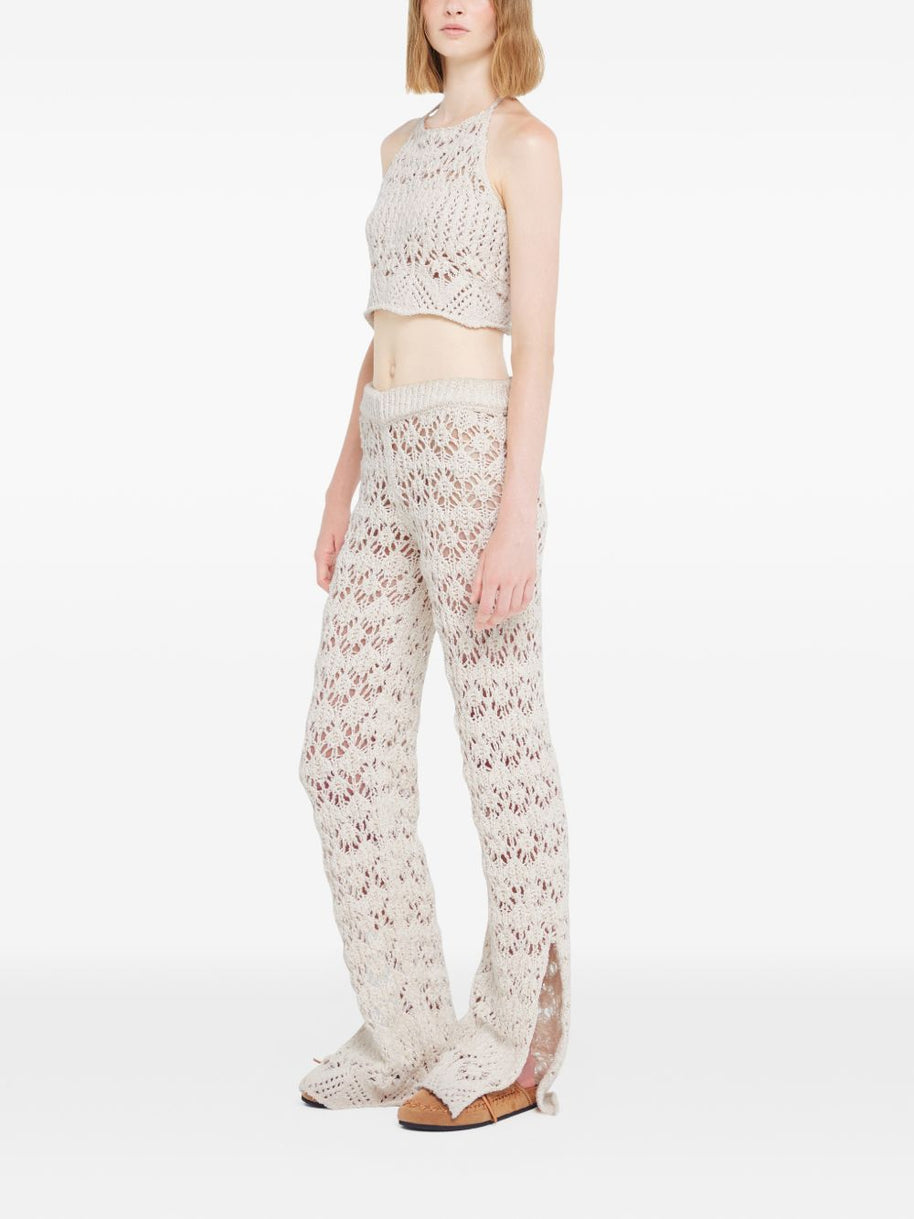 Alanui Lagoon Romance Cotton Trousers Cream