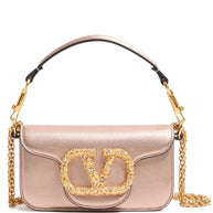 Valentino Garavani Locò Small Leather Shoulder Bag Pink