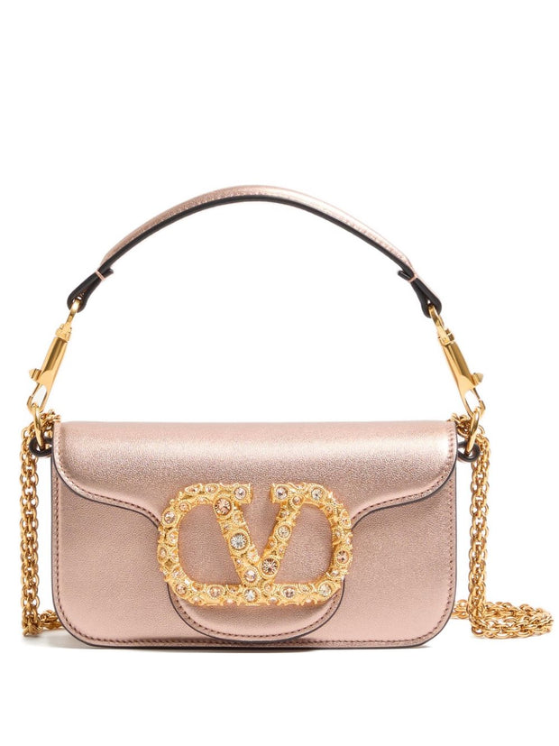 Valentino Garavani Locò Small Leather Shoulder Bag Pink