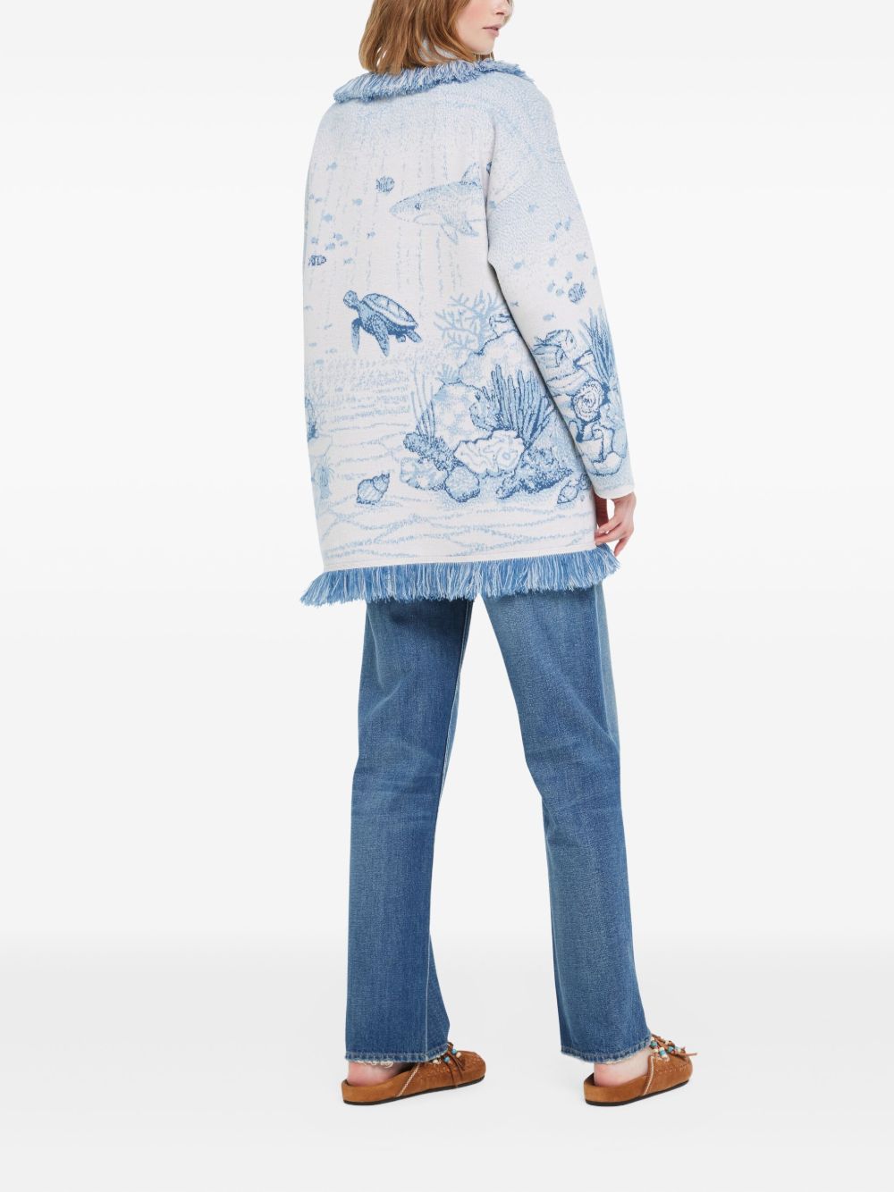 Alanui Deep In The Ocean Wool Cardigan Clear Blue