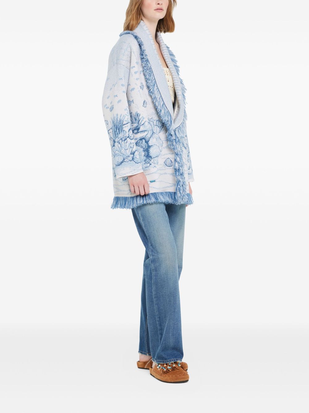 Alanui Deep In The Ocean Wool Cardigan Clear Blue