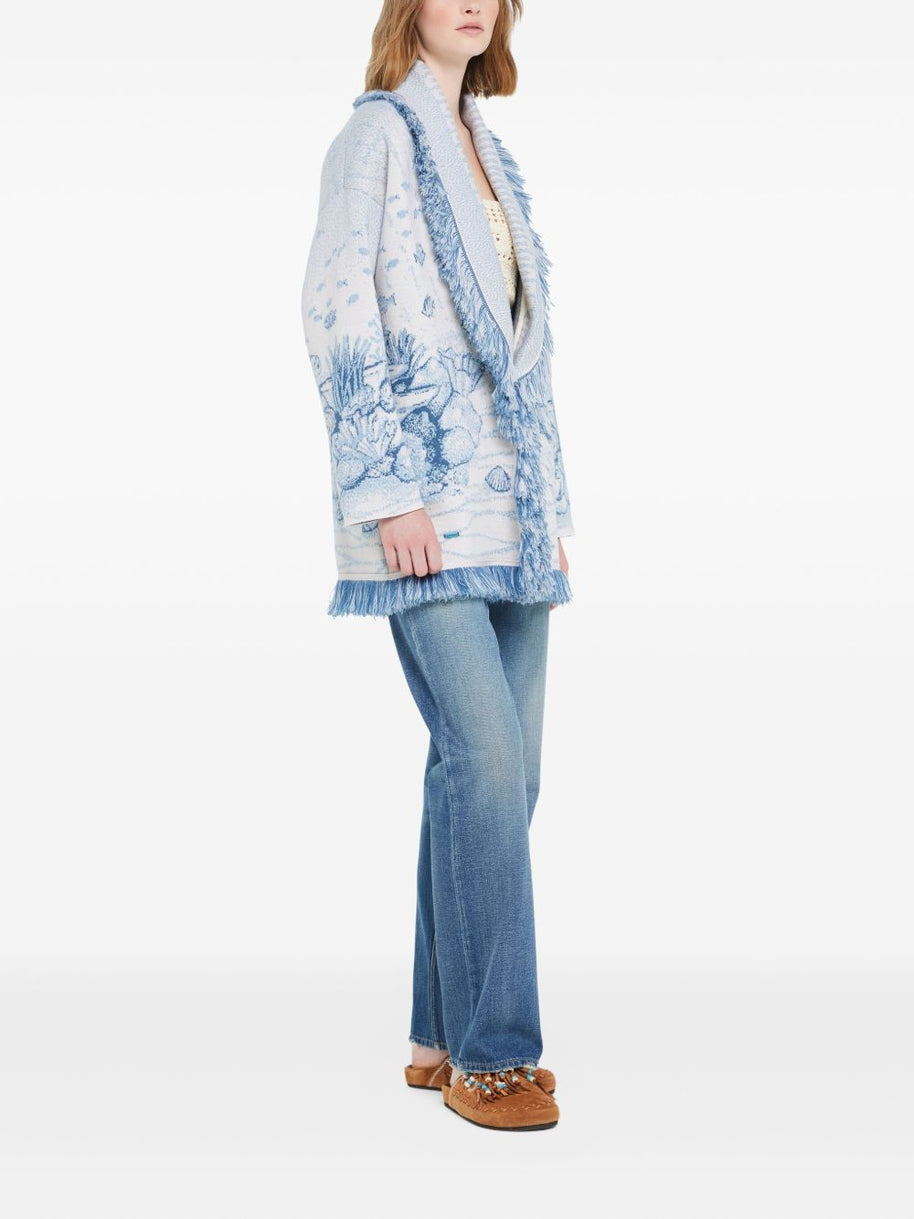 Alanui Deep In The Ocean Wool Cardigan Clear Blue