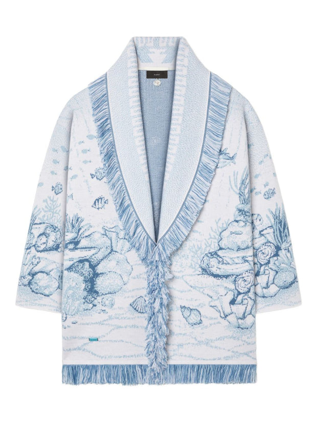 Alanui Deep In The Ocean Wool Cardigan Clear Blue