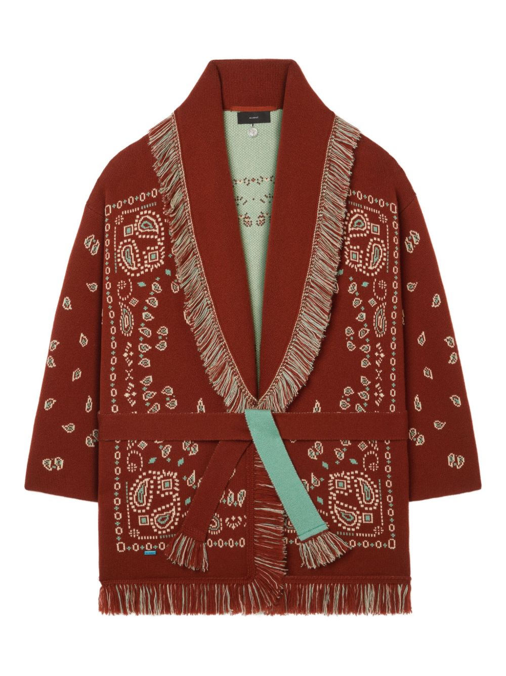 Alanui Bandana Jacquard Cashmere Cardigan Red