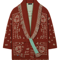 Alanui Bandana Jacquard Cashmere Cardigan Red