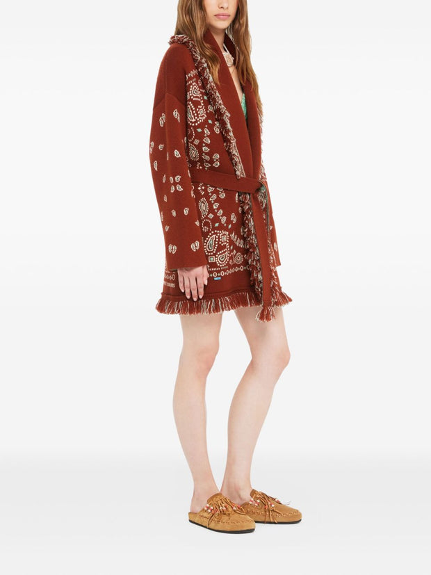 Alanui Bandana Jacquard Cashmere Cardigan Red