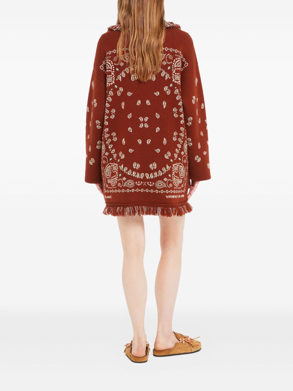 Alanui Bandana Jacquard Cashmere Cardigan Red