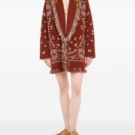 Alanui Bandana Jacquard Cashmere Cardigan Red