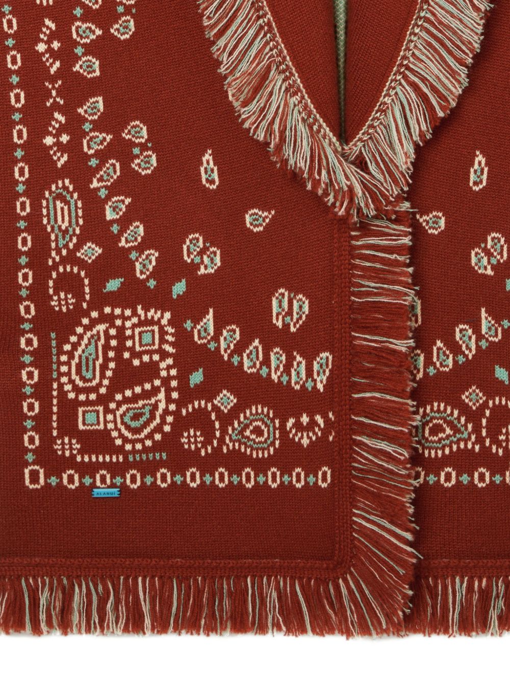 Alanui Bandana Jacquard Cashmere Cardigan Red