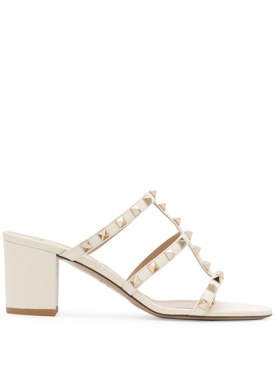 Valentino Garavani Rockstud Leather Sandals Ivory