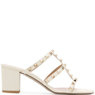 Valentino Garavani Rockstud Leather Sandals Ivory