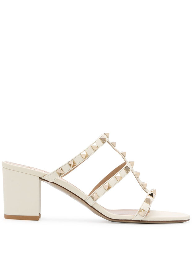 Valentino Garavani Rockstud Leather Sandals Ivory