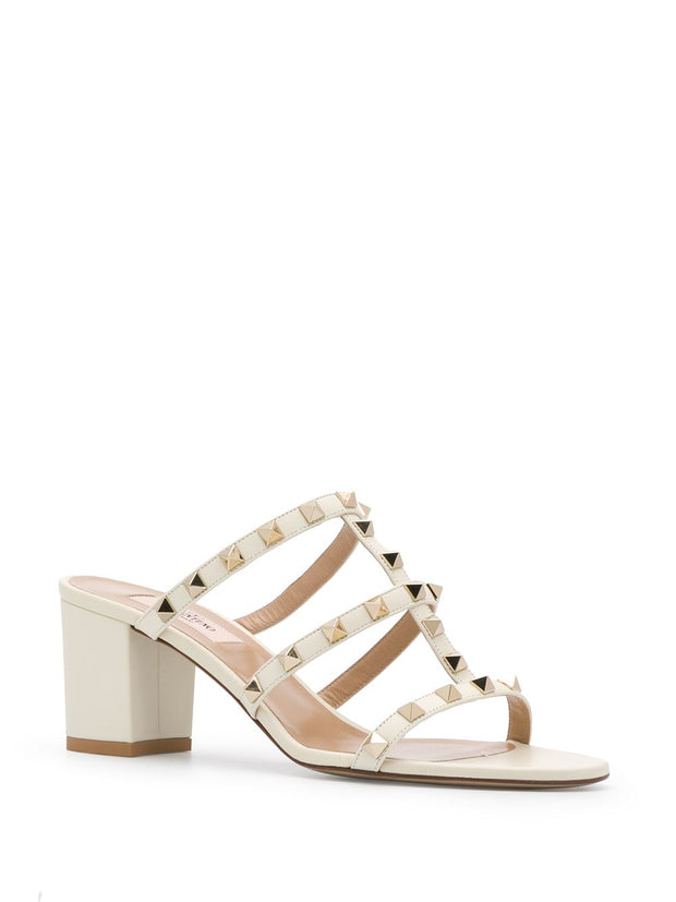 Valentino Garavani Rockstud Leather Sandals Ivory