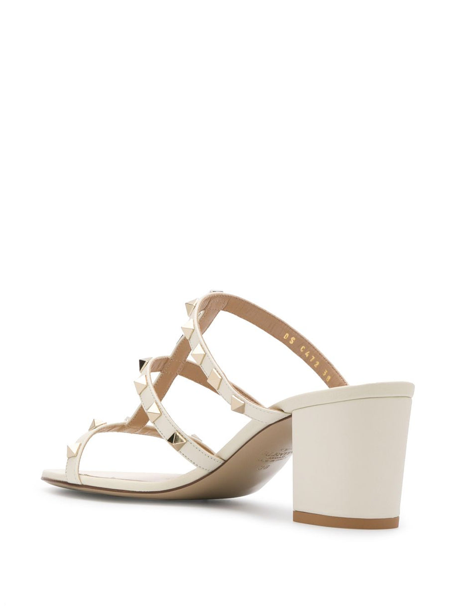 Valentino Garavani Rockstud Leather Sandals Ivory