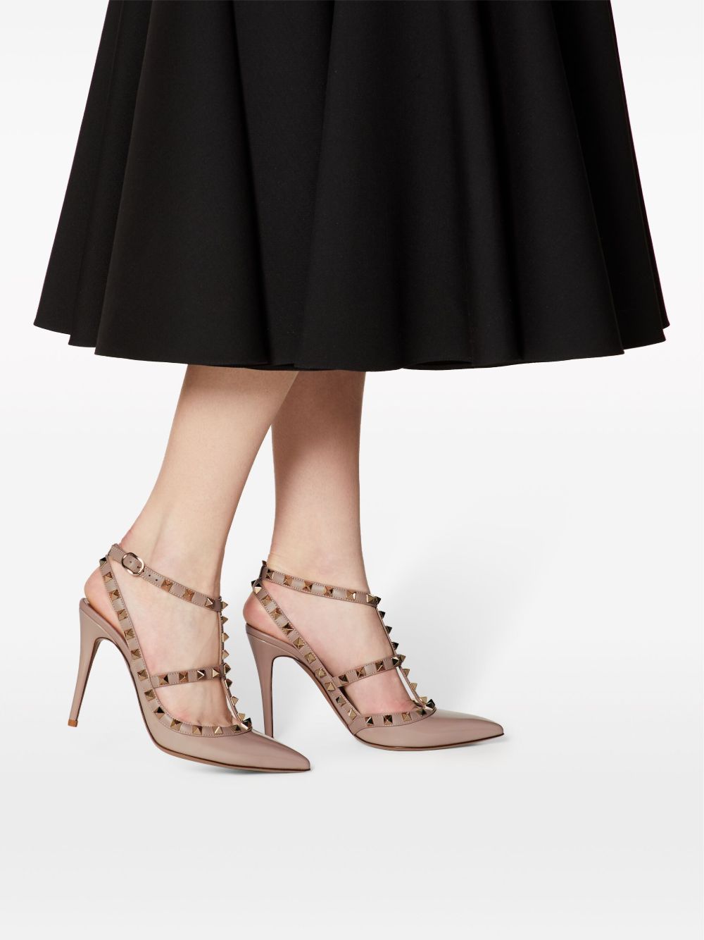 Valentino Garavani Rockstud Patent Leather Pumps Powder