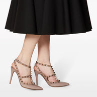 Valentino Garavani Rockstud Patent Leather Pumps Powder