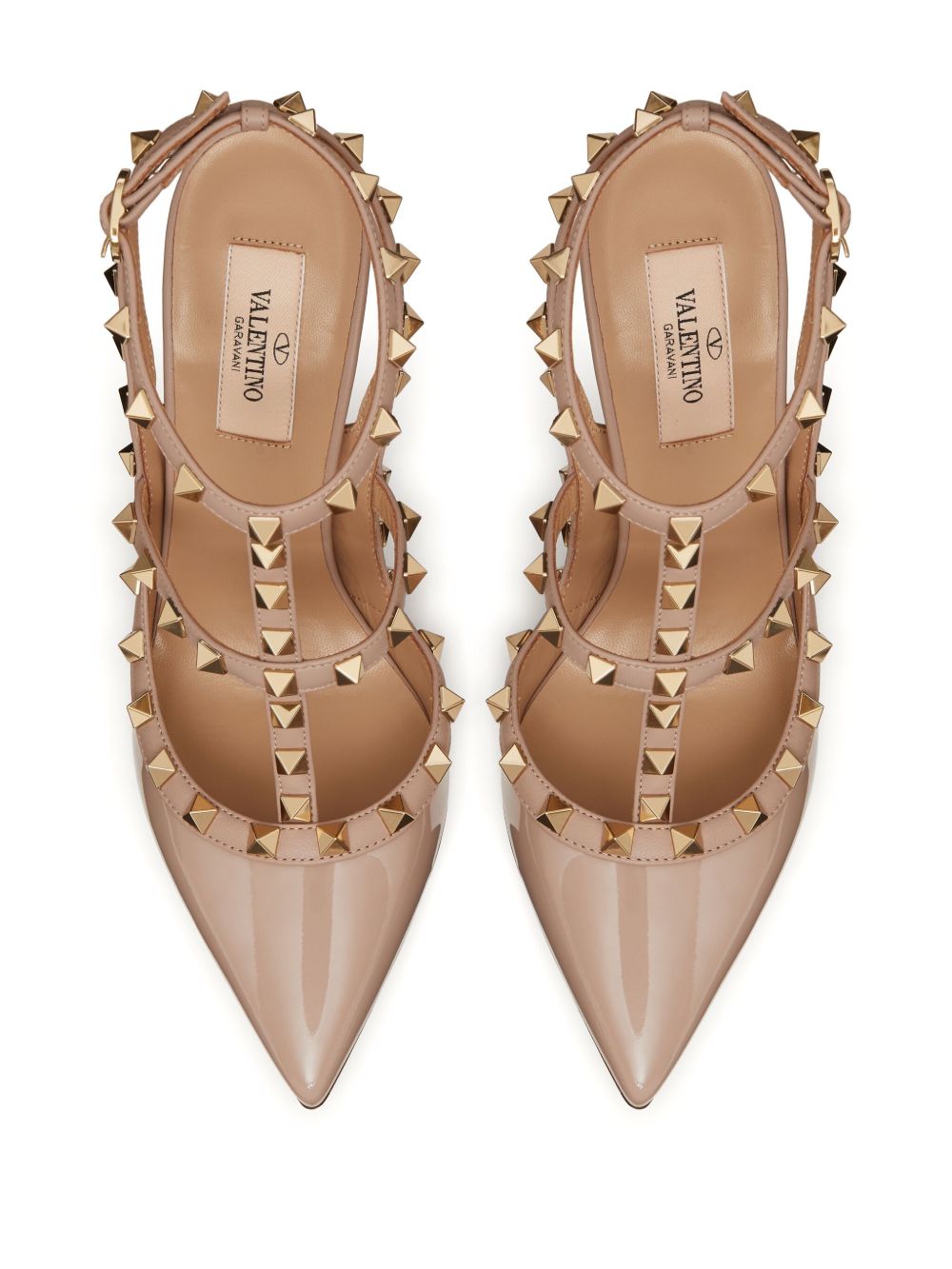 Valentino Garavani Rockstud Patent Leather Pumps Powder