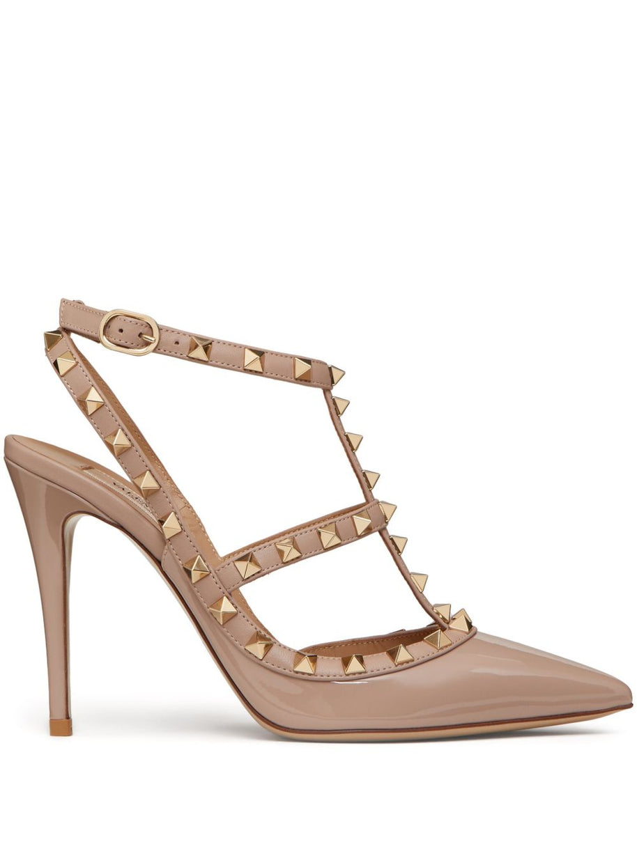 Valentino Garavani Rockstud Patent Leather Pumps Powder