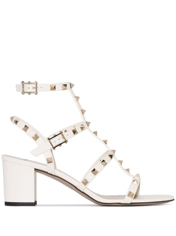 Valentino Garavani Rockstud Leather Sandals Ivory
