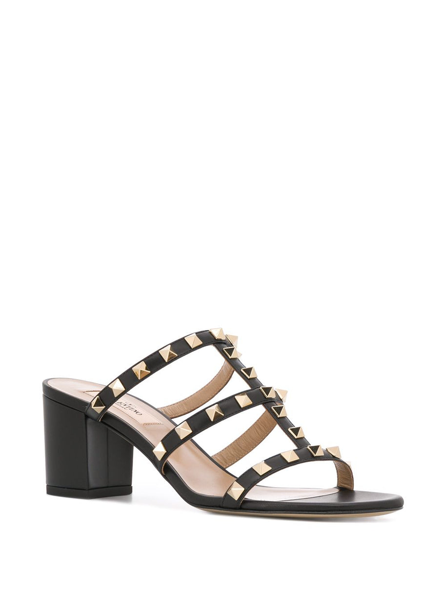 Valentino Garavani Rockstud Leather Sandals Black