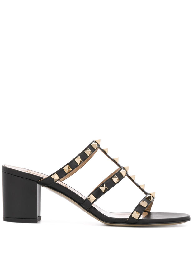 Valentino Garavani Rockstud Leather Sandals Black