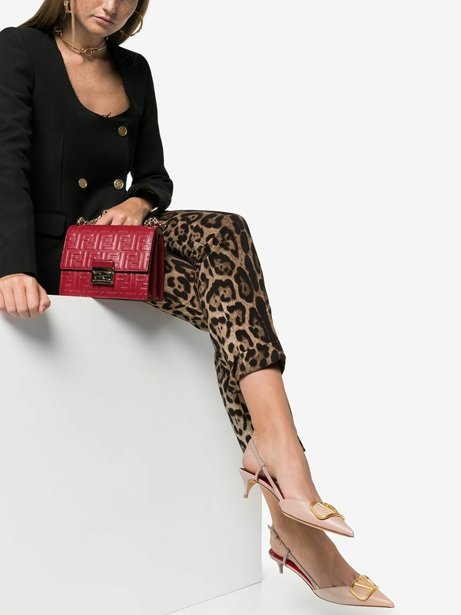 Valentino Garavani VLogo Signature Leather Slingback Pumps Powder