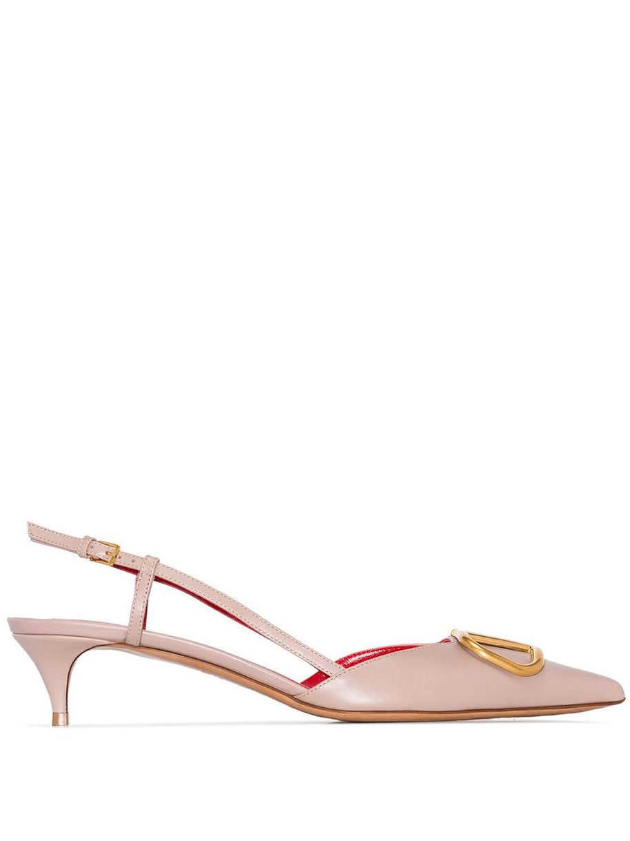 Valentino Garavani VLogo Signature Leather Slingback Pumps Powder