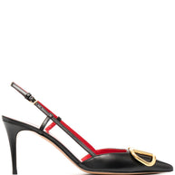 Valentino Garavani VLogo Signature Leather Slingback Pumps Black