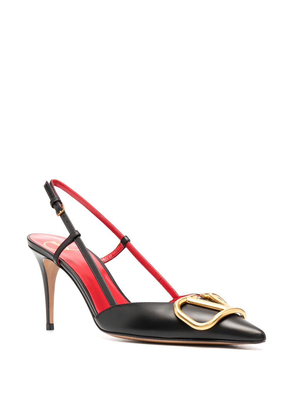 Valentino Garavani VLogo Signature Leather Slingback Pumps Black