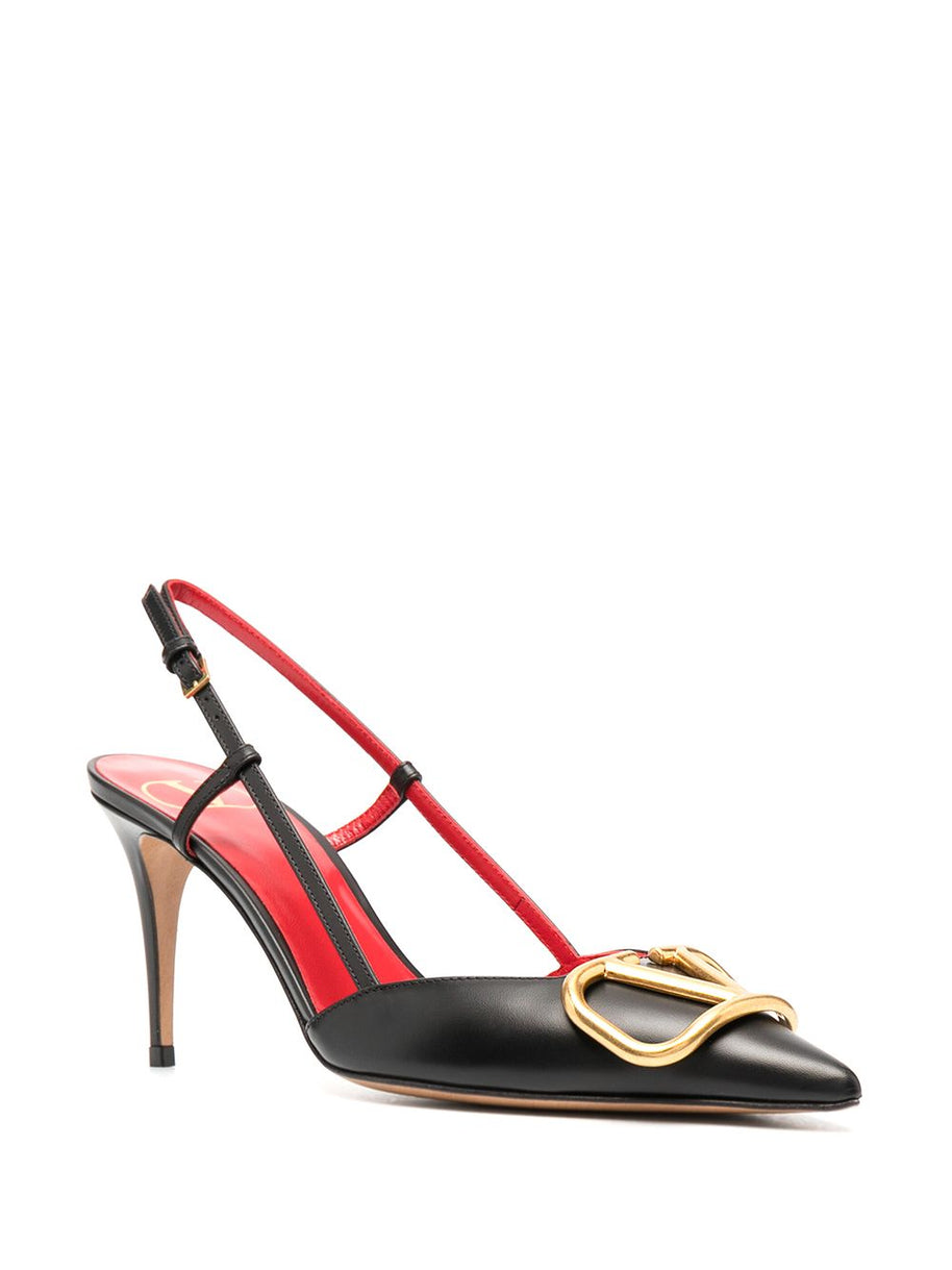 Valentino Garavani VLogo Signature Leather Slingback Pumps Black