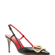 Valentino Garavani VLogo Signature Leather Slingback Pumps Black