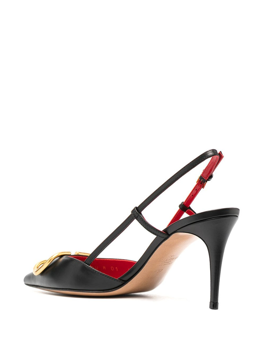 Valentino Garavani VLogo Signature Leather Slingback Pumps Black