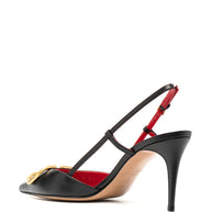 Valentino Garavani VLogo Signature Leather Slingback Pumps Black