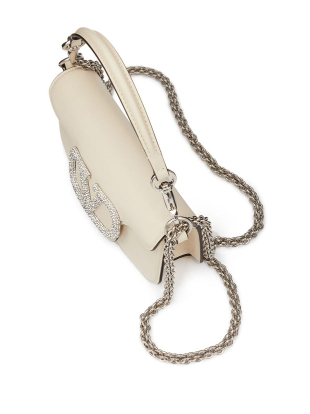 Valentino Garavani Locò Small Leather Shoulder Bag Ivory
