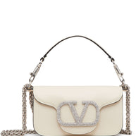 Valentino Garavani Locò Small Leather Shoulder Bag Ivory
