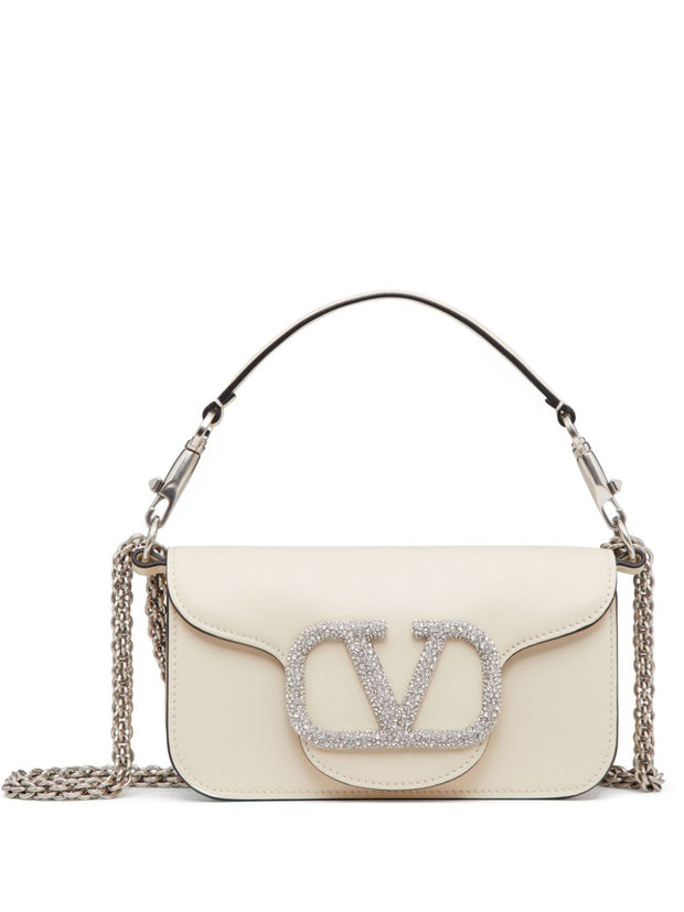 Valentino Garavani Locò Small Leather Shoulder Bag Ivory